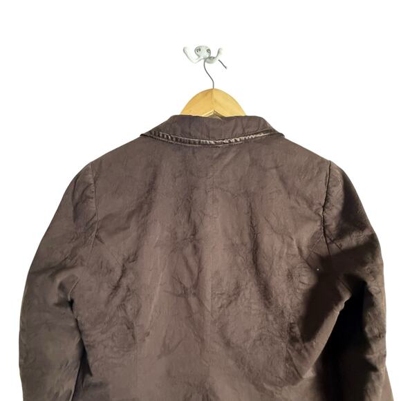 Vintage Y2K H&M Brown Satin Trim Single Breasted Blazer Jacket Size 8 - Picture 7 of 11